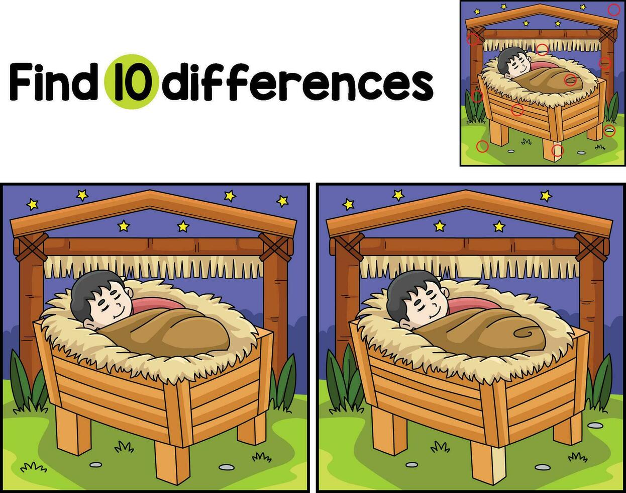 Christian Baby Jesus Find The Differences vector