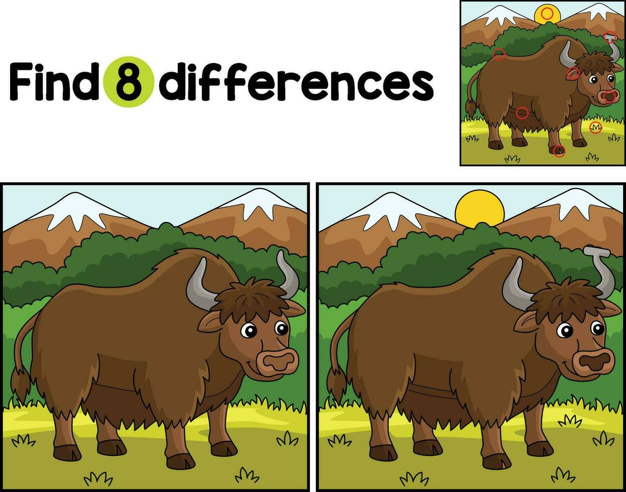 yak animal encontrar el diferencias vector