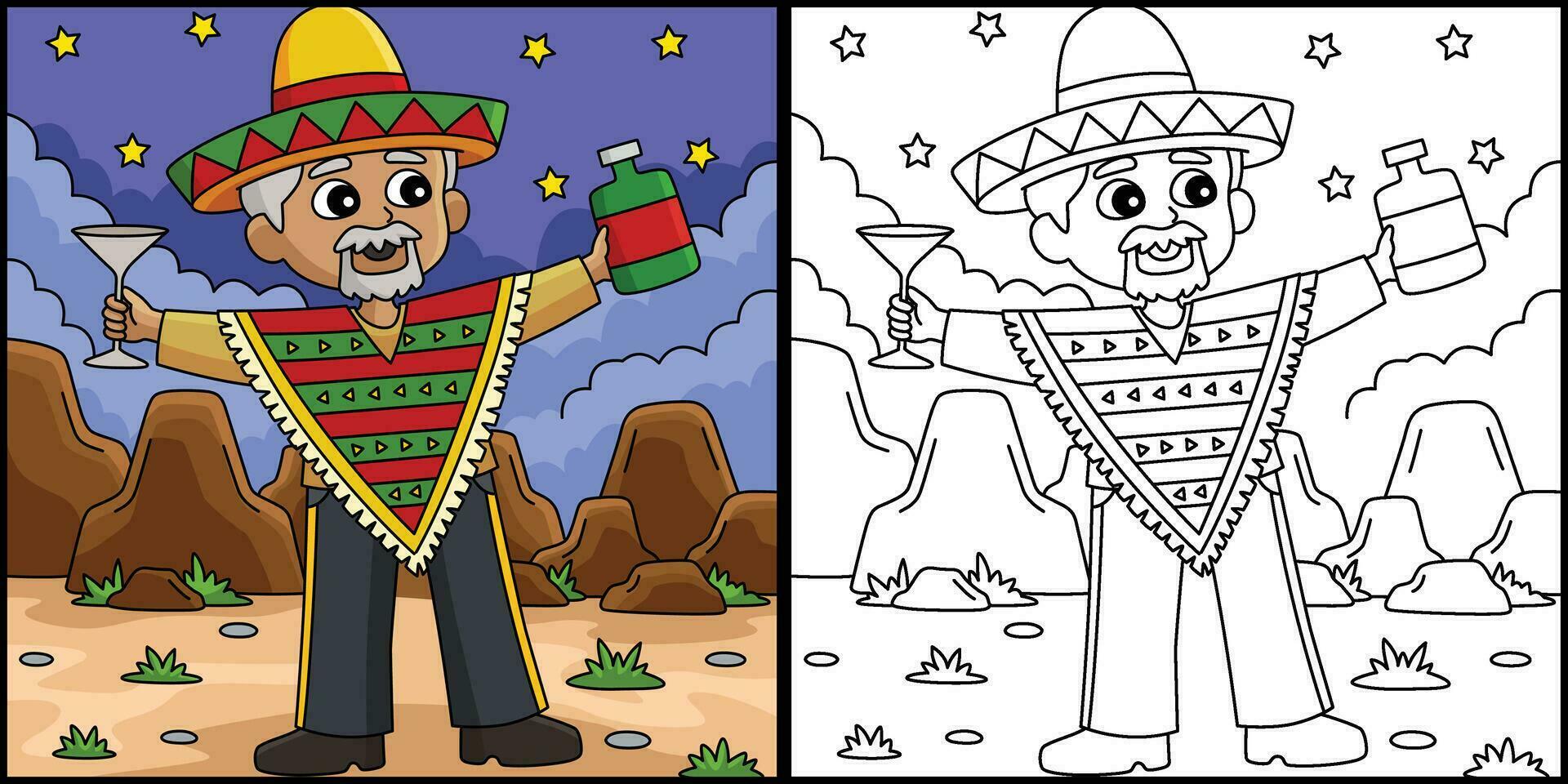 cinco Delaware mayonesa mexicano hombre Bebiendo ilustración vector