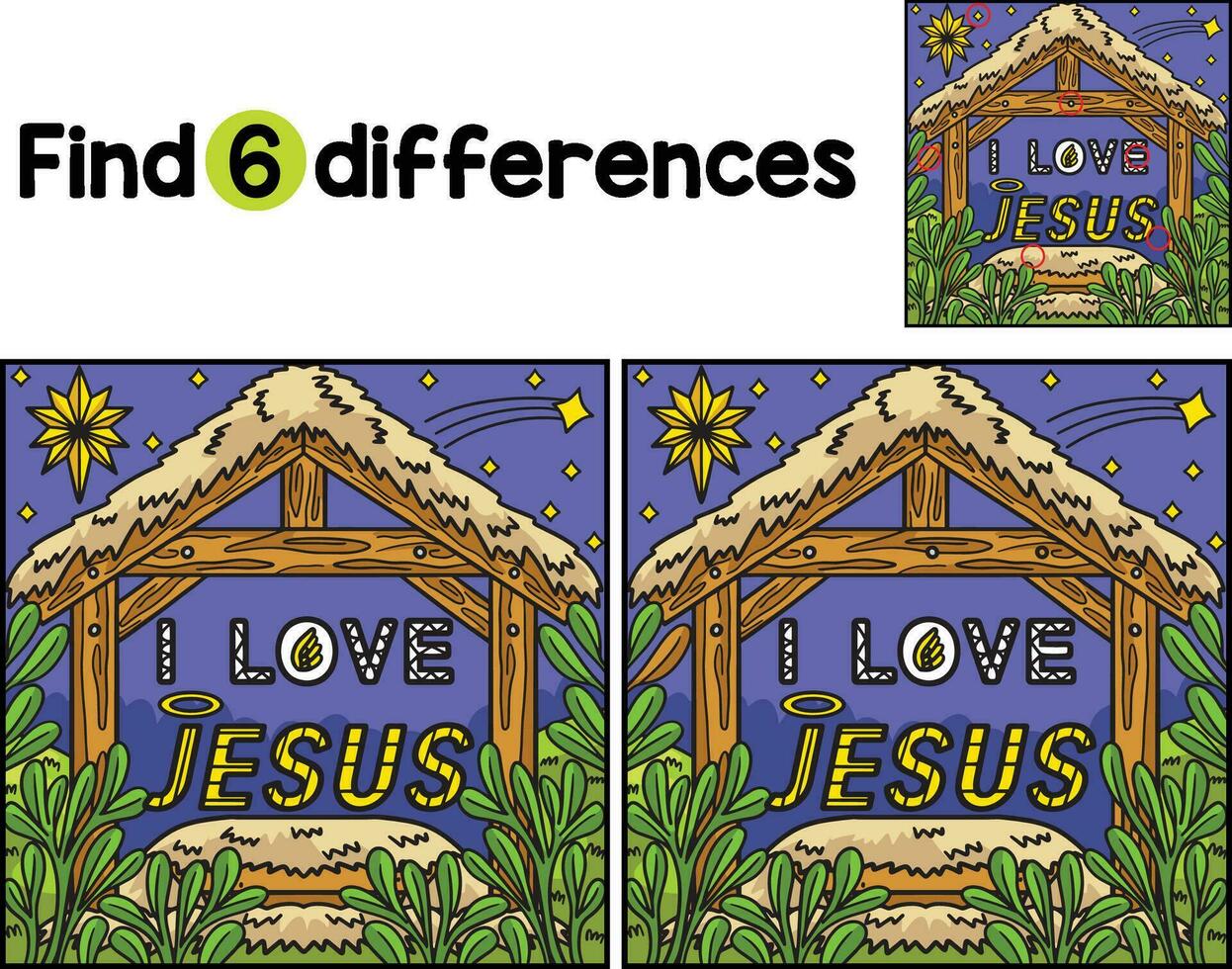Christian I Love Jesus Find The Differences vector