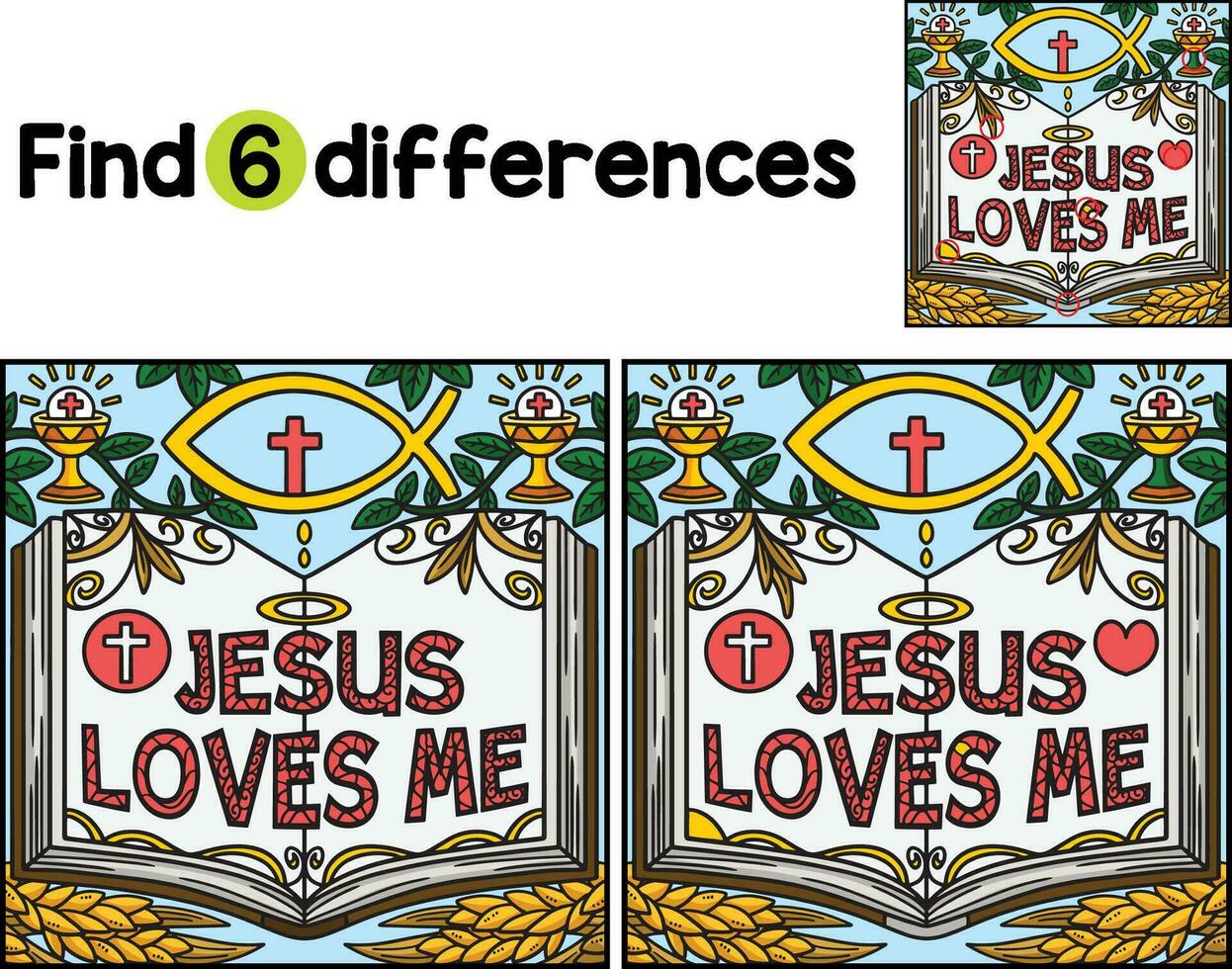 Christian Jesus Loves Me Find The Differences vector