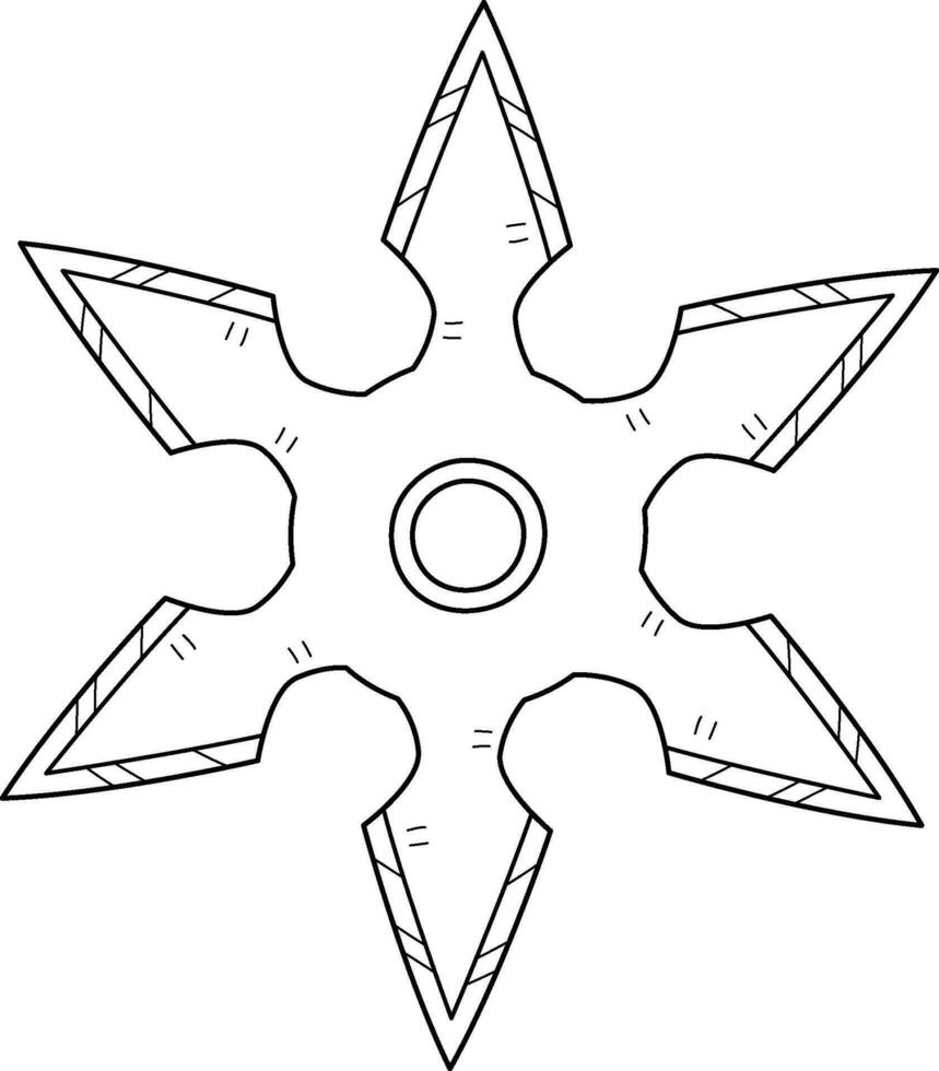 ninja shuriken aislado colorante página para niños vector