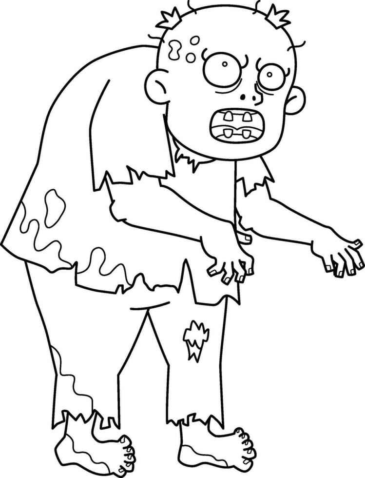 Zombie Big Man Isolated Coloring Page for Kids vector