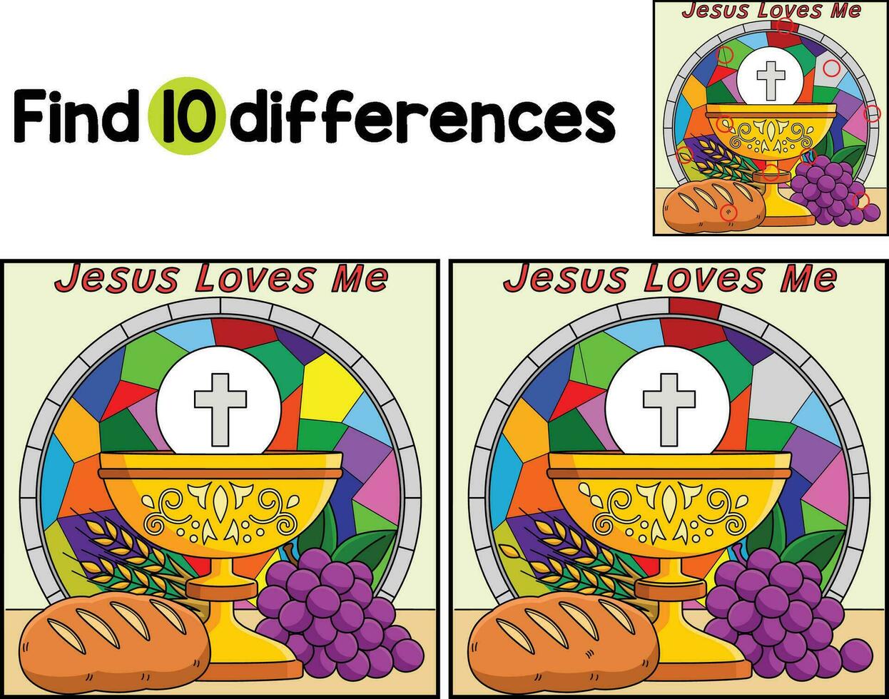 Christian Jesus Loves Me Find The Differences vector