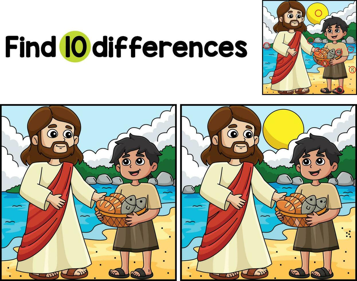 cristiano Jesús alimenta personas encontrar el diferencias vector