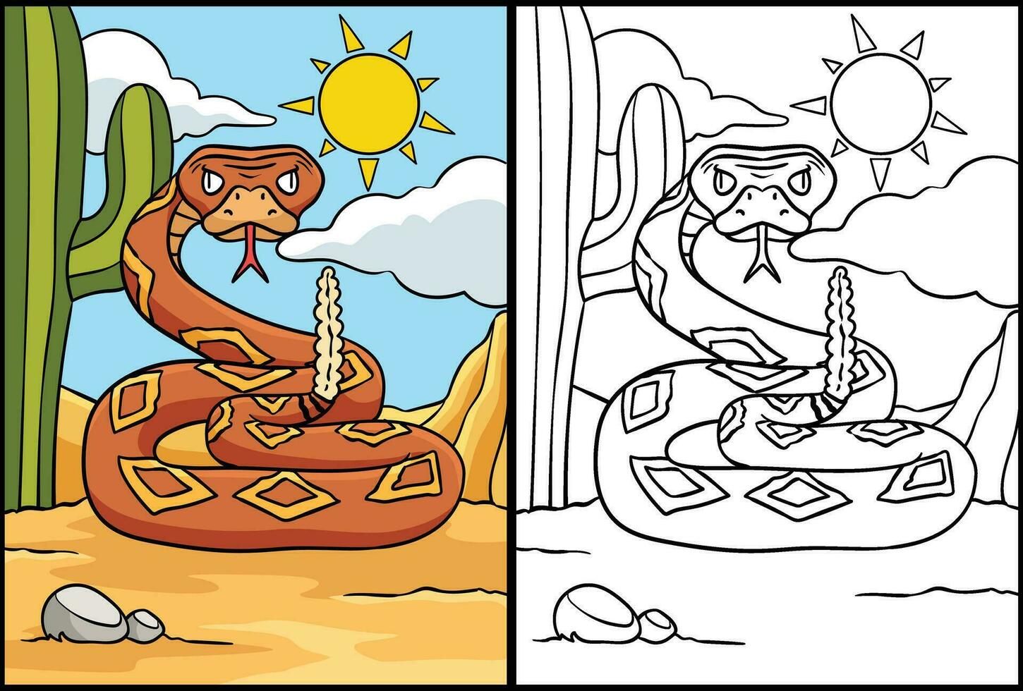 Cowboy Viper Snake Coloring Colored Illustration vector