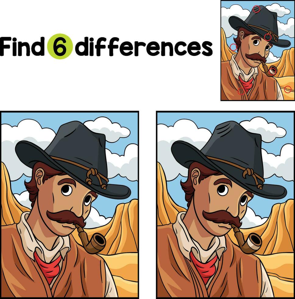 Cowboy Campfire Find The Differences vector