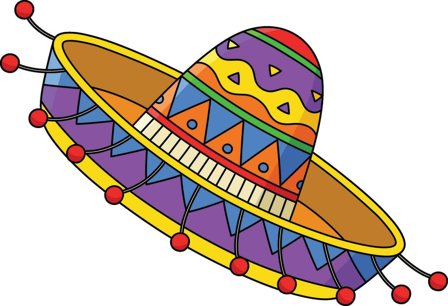 Sombrero Cartoon Colored Clipart Illustration vector