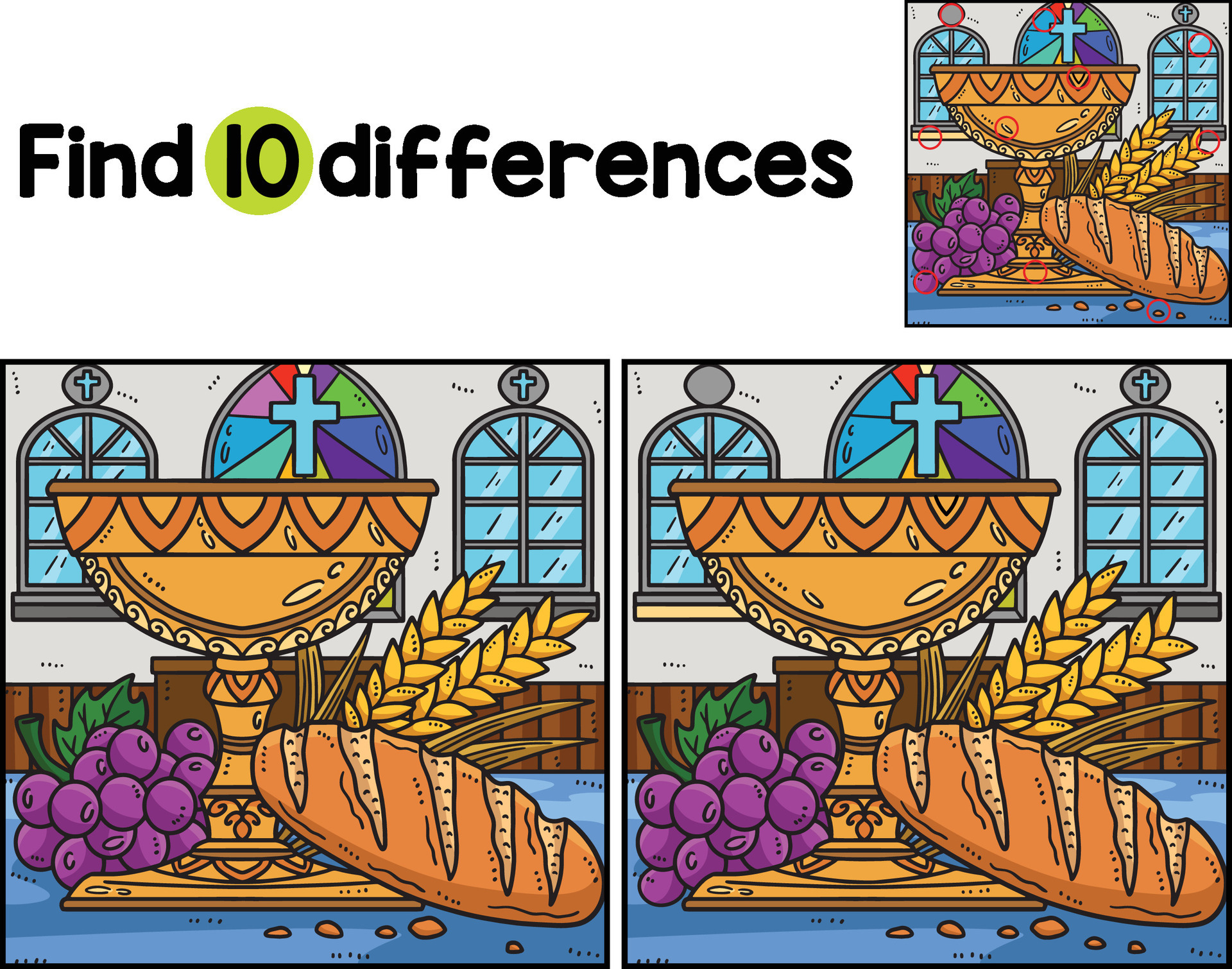 Christian Chalice and Bread Find The Differences 36325599 Vector Art at