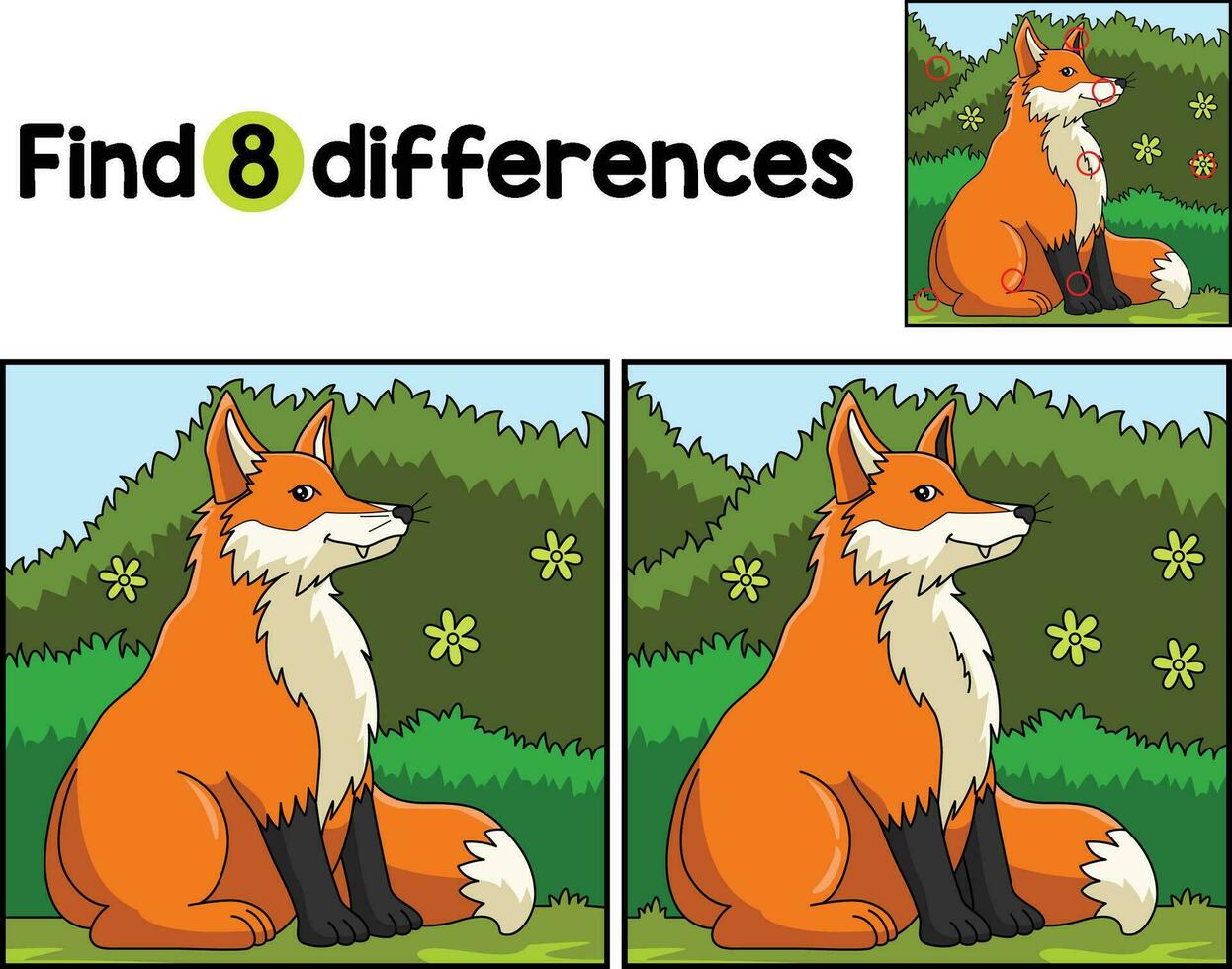 Fox Animal Find The Differences vector