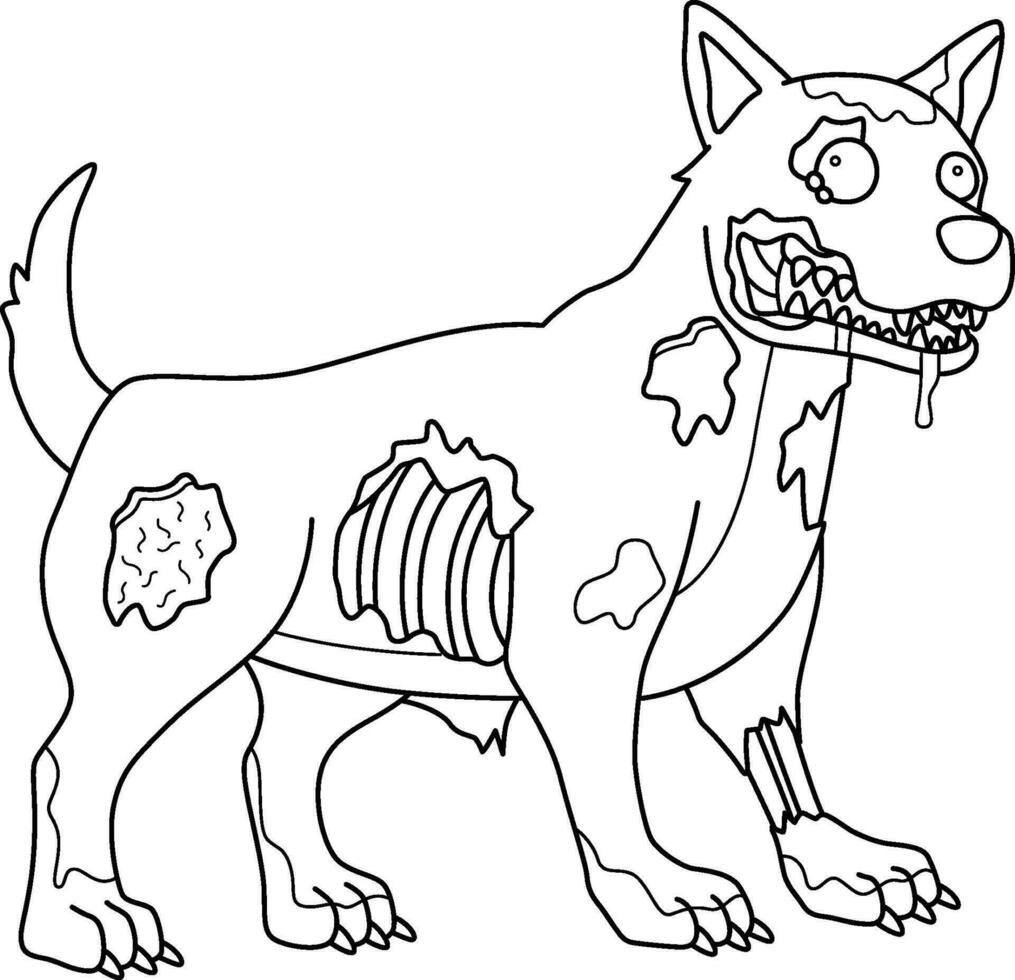 Zombie Dog Isolated Coloring Page for Kids vector