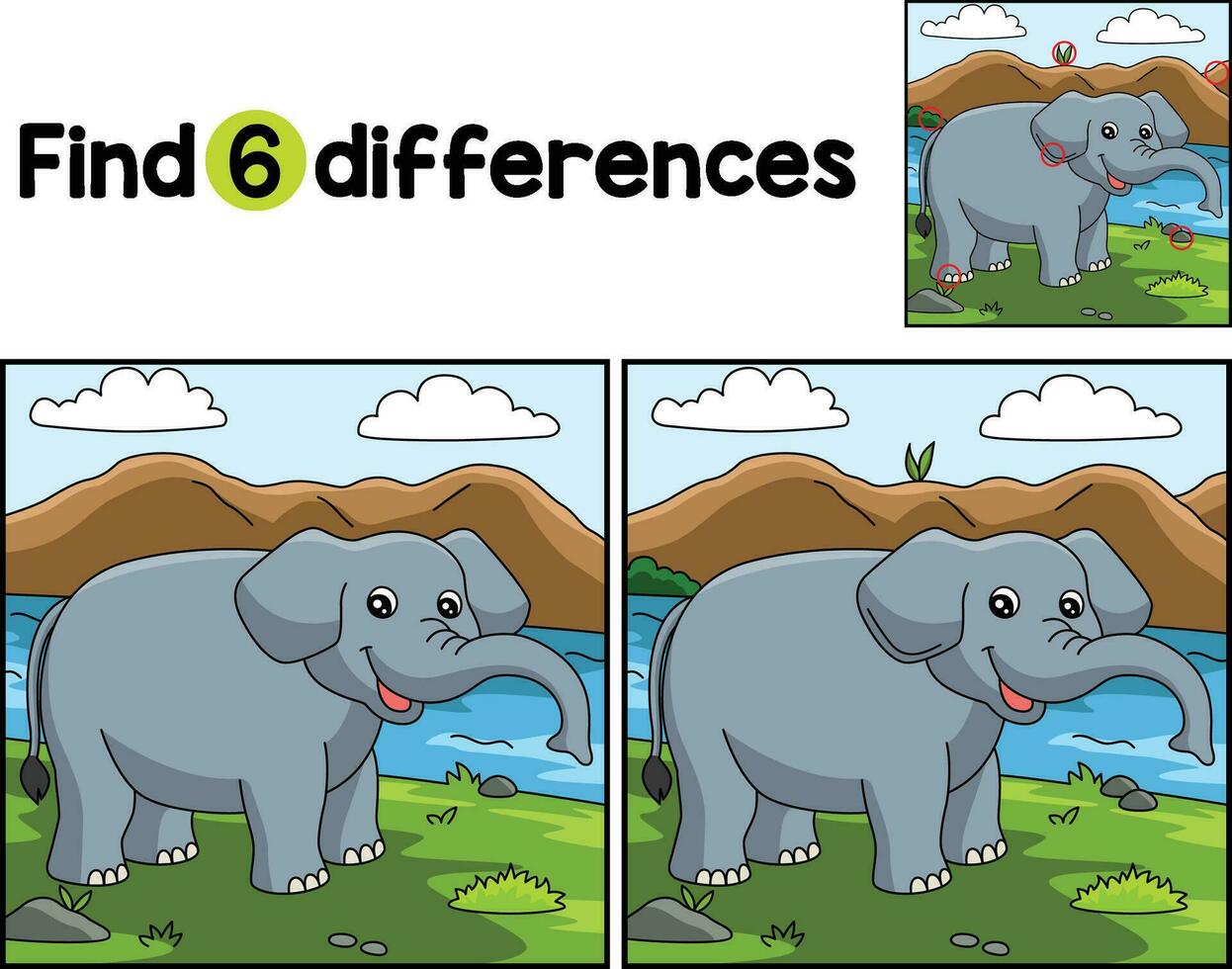 Elephant Animal Find The Differences vector