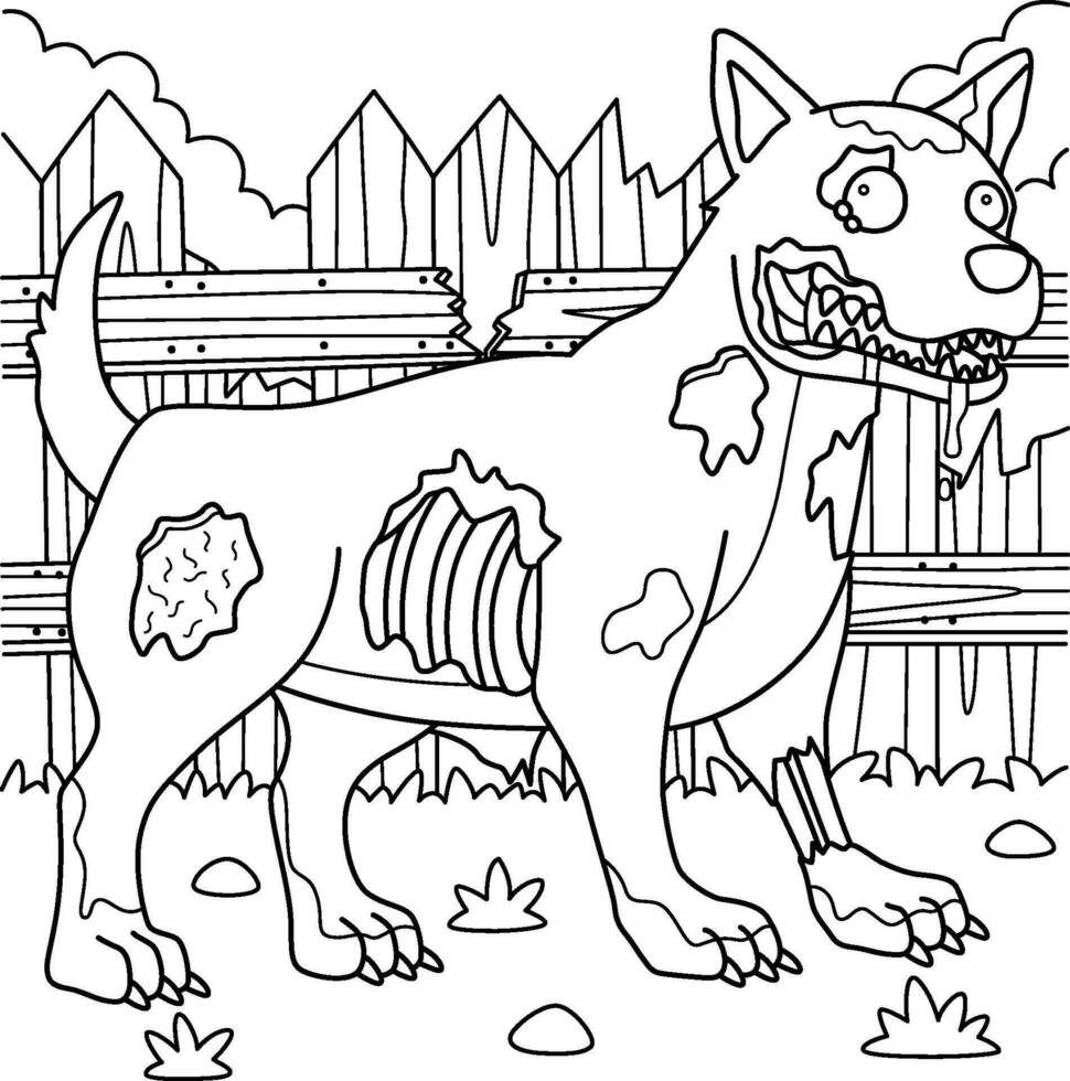 Zombie Dog Coloring Page for Kids vector