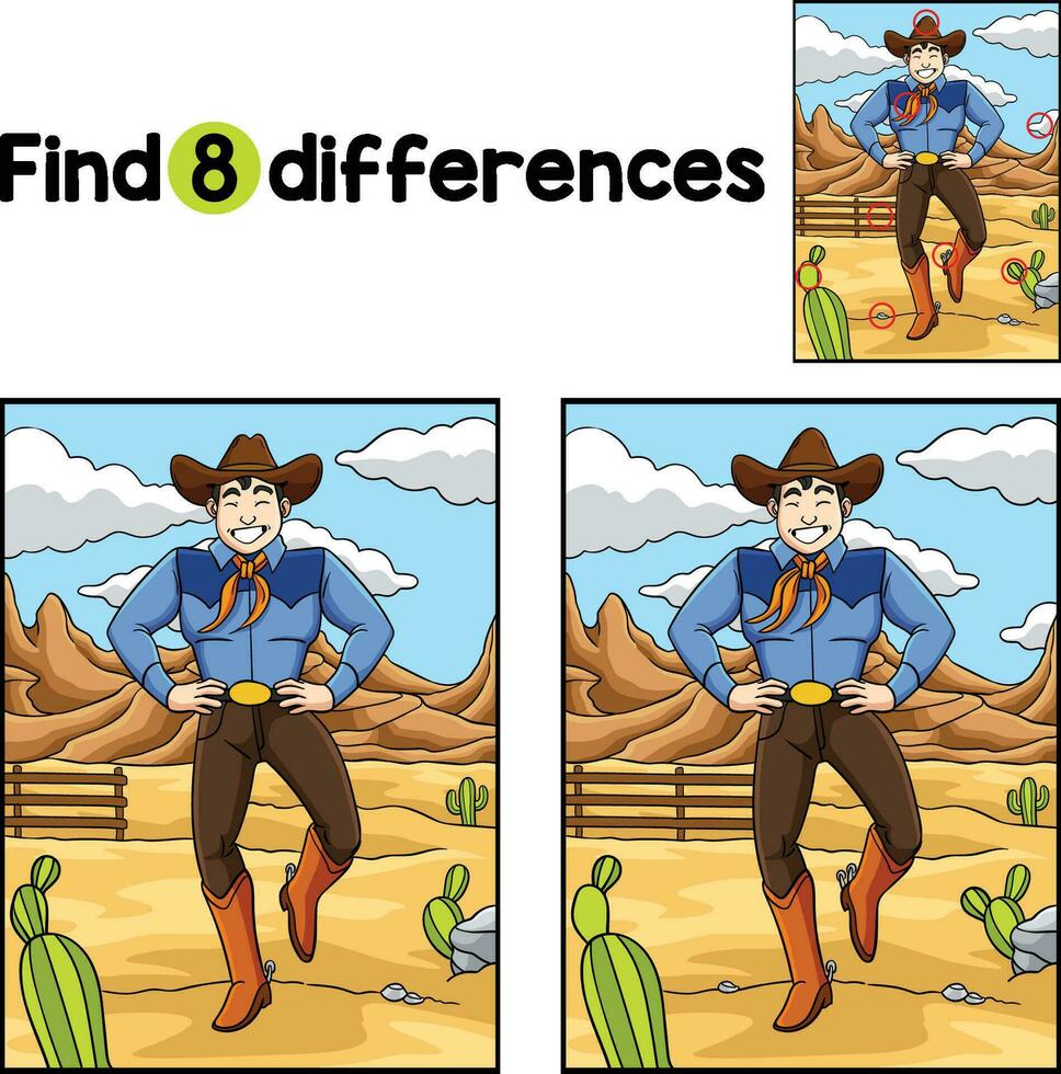 Cowboy Dance Find The Differences vector