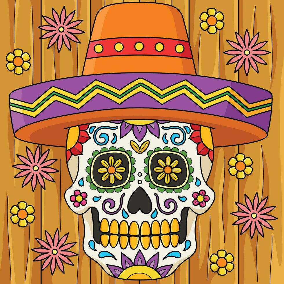 Cinco de Mayo Dia de los Muertos Colored Cartoon vector