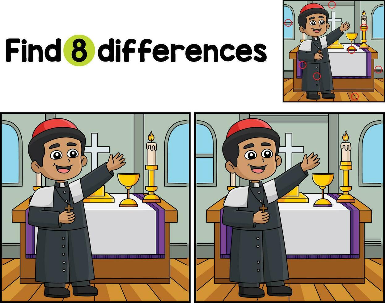 Christian Priest Find The Differences vector