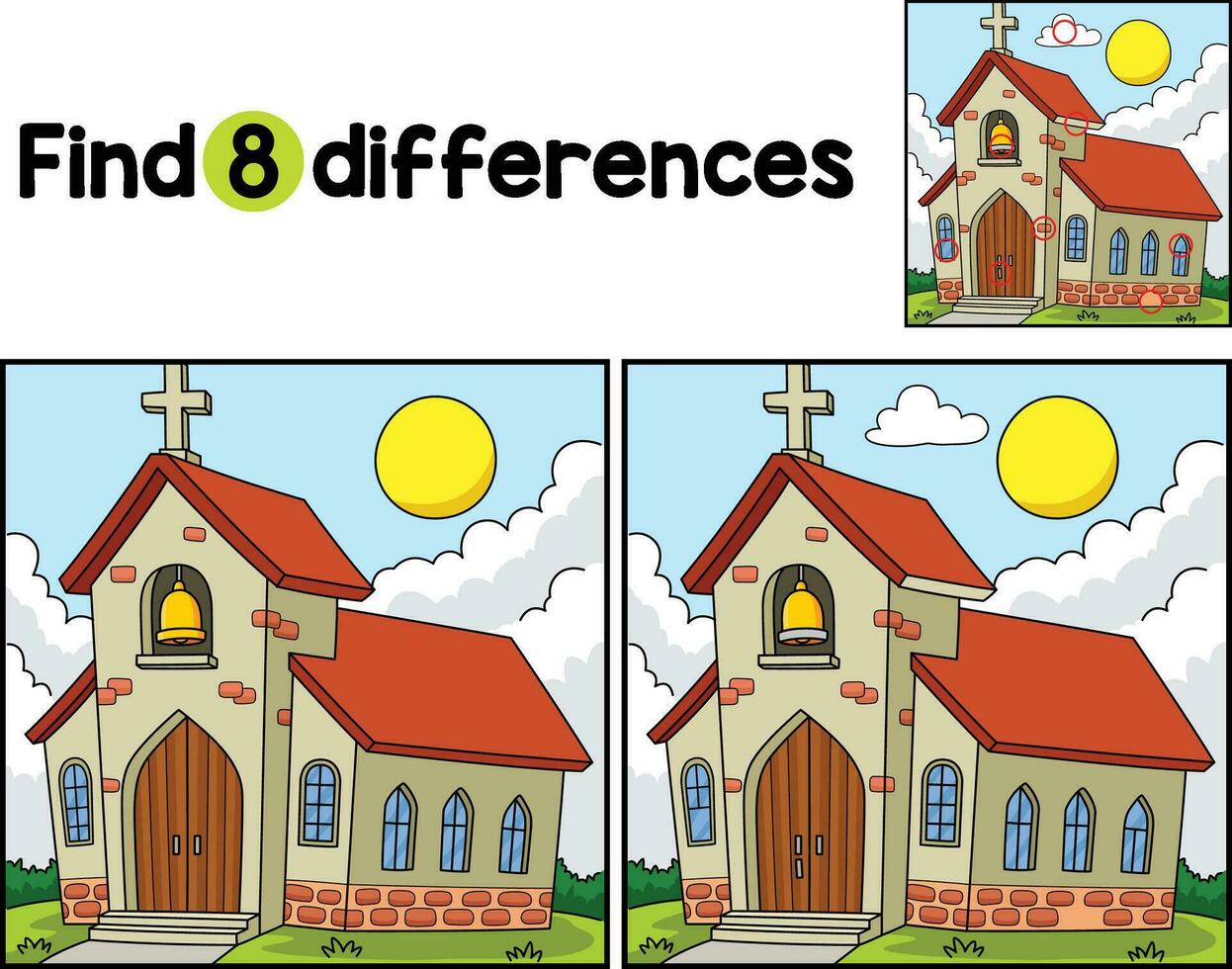 Christian Church Find The Differences vector