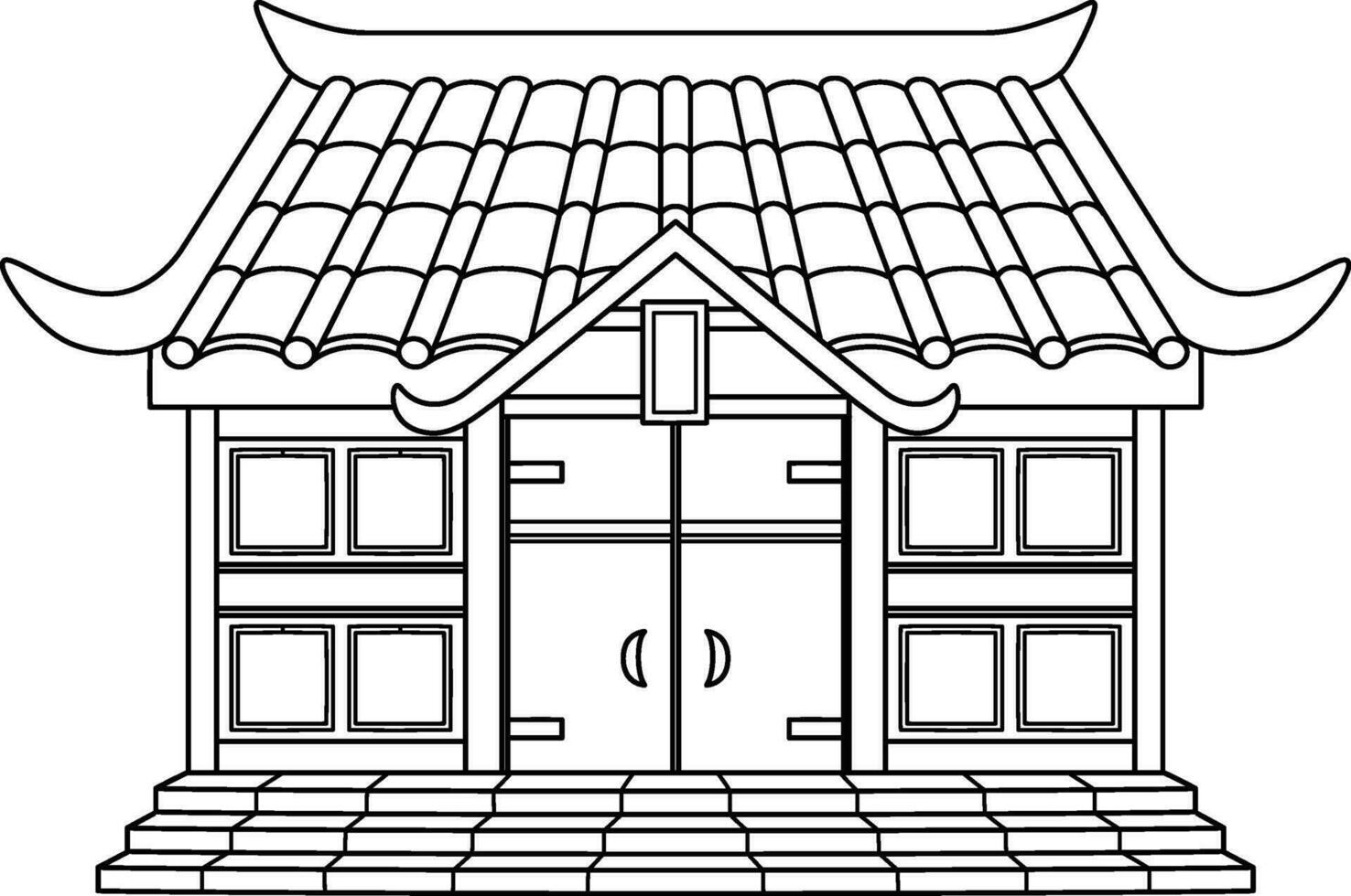 Ninja House Isolated Coloring Page for Kids vector