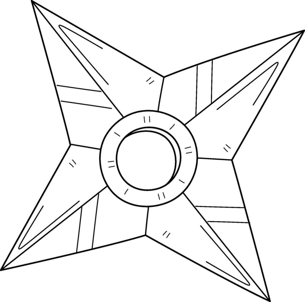 ninja shuriken aislado colorante página para niños vector