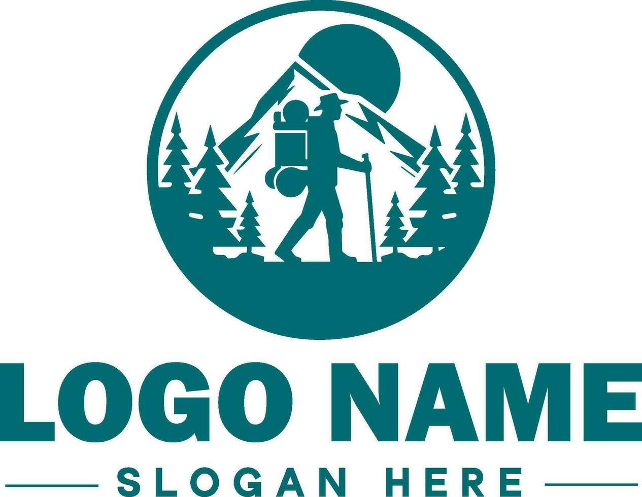 Travel Logo Tourism Logo adventure, tour, outdoor, camping, mountain, hunting, hiking, travel logo icon design editable vector