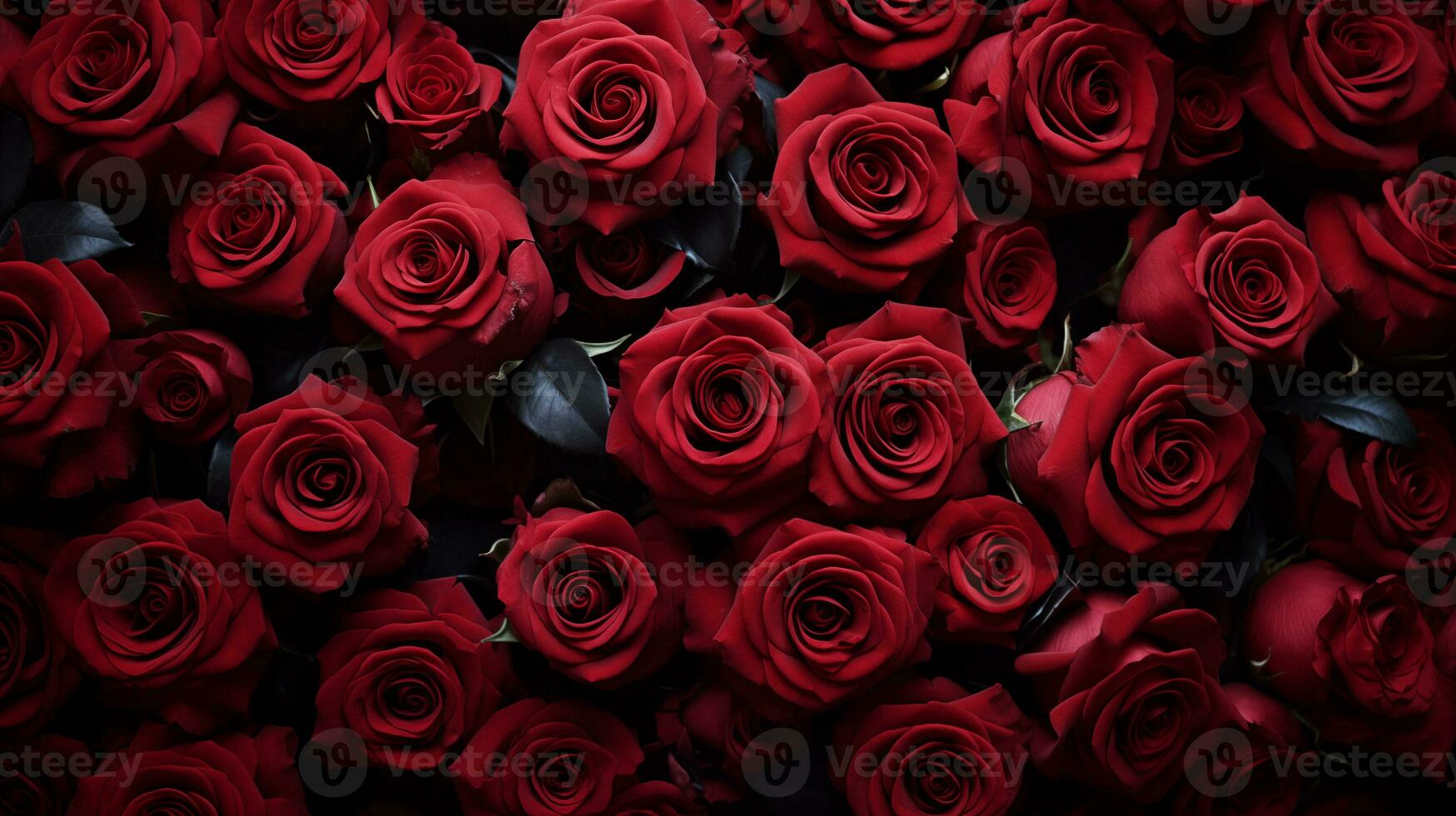 ai generado natural rojo rosas fondo, flores pared. romántico floral fondo de pantalla, san valentin concepto foto