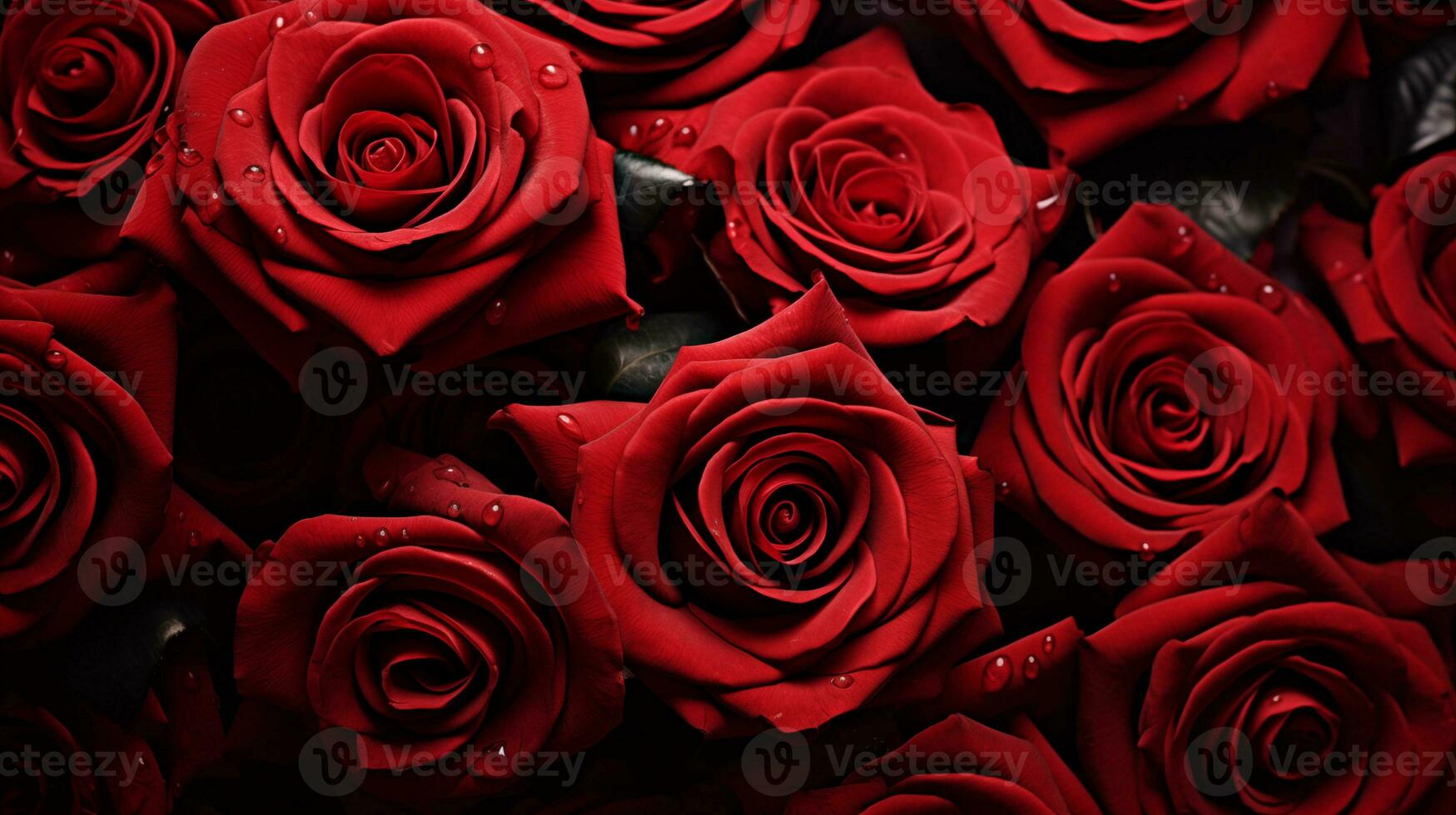 ai generado natural rojo rosas fondo, flores pared. romántico floral fondo de pantalla, san valentin concepto foto