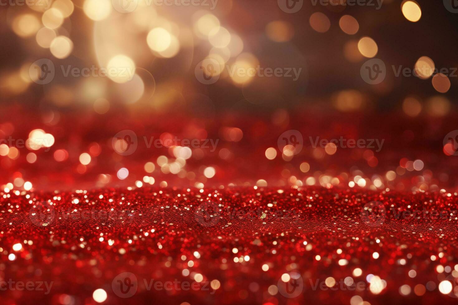 AI generated Festive red bokeh background with glittering lights and bokeh, perfect for Christmas and New Years Eve parties. Concept of a dazzling holiday season. photo