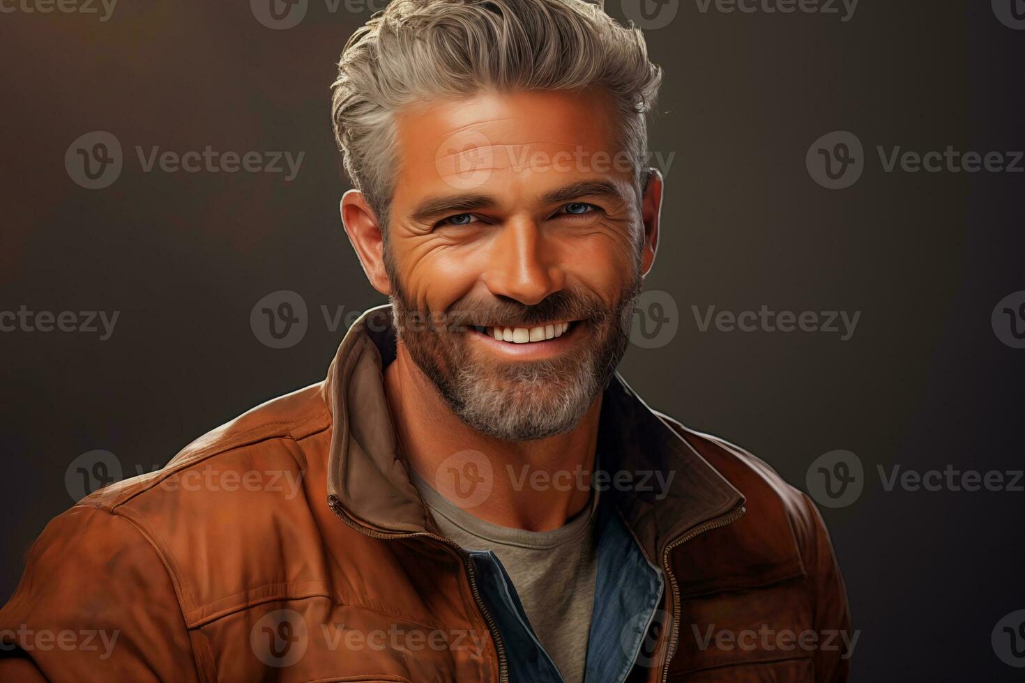 AI generated Attractive senior with a perfect smile, epitomizing dental health, hygiene and happiness photo