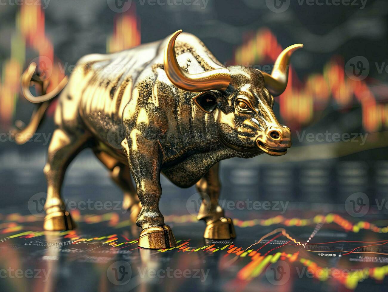 AI generated Bull market concept of developing economy and stock exchange financial gain and growth photo