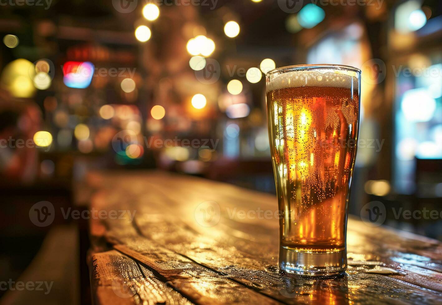 AI generated Cup of beer standing on the table ready to be consumed before the sport game photo