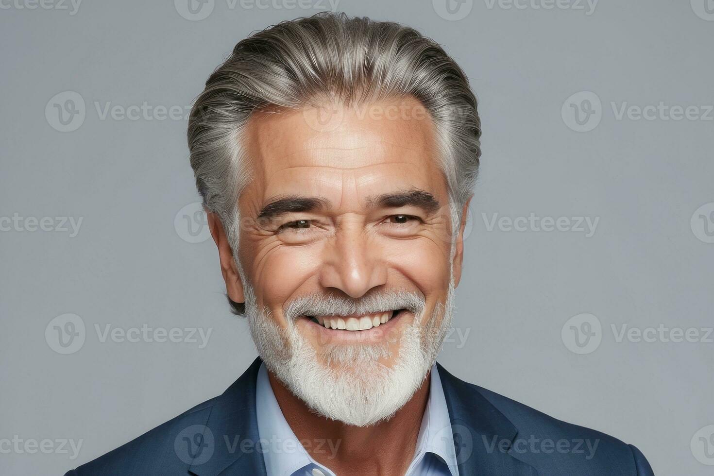 AI generated Attractive senior with a perfect smile, epitomizing dental health, hygiene and happiness photo