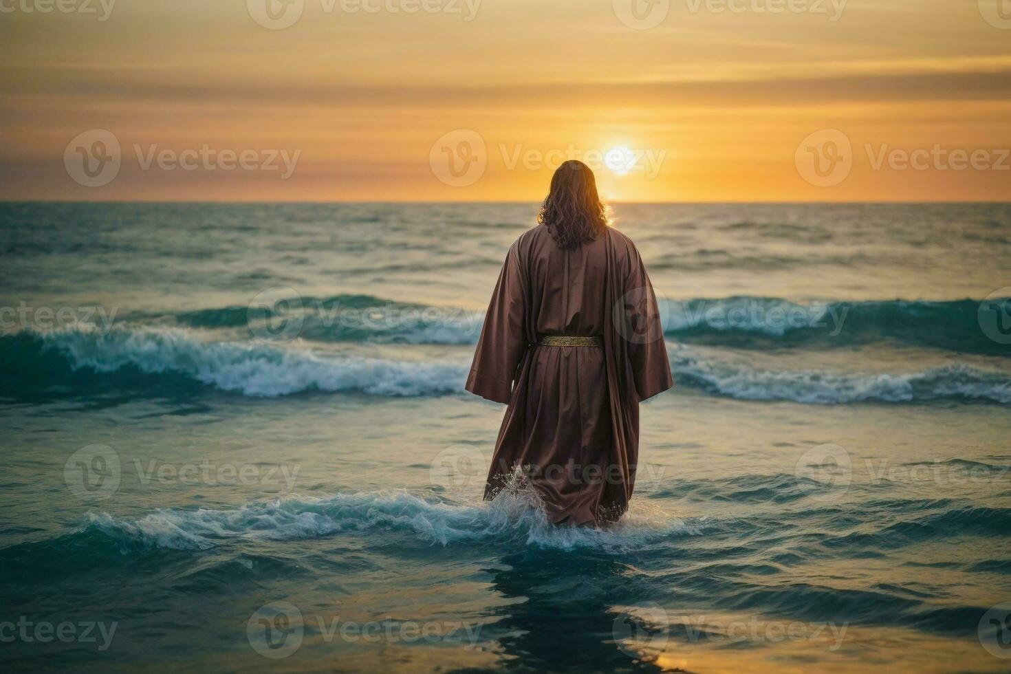 Miracle of Jesus Christ walking on water photo