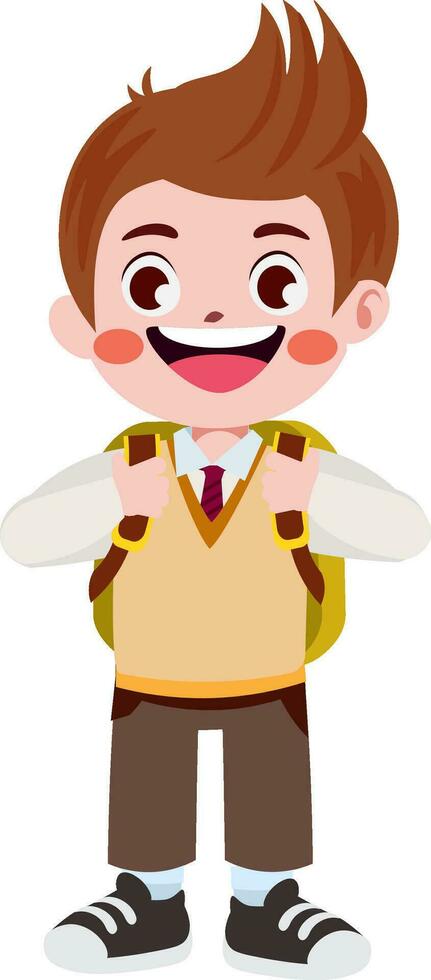 happy cute children in school uniform cartoon style vector