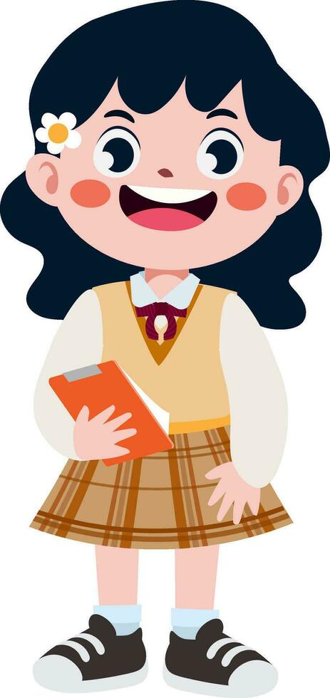 happy cute children in school uniform cartoon style vector