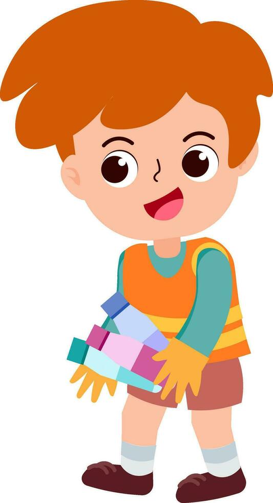 contento linda niños en colegio uniforme dibujos animados estilo vector