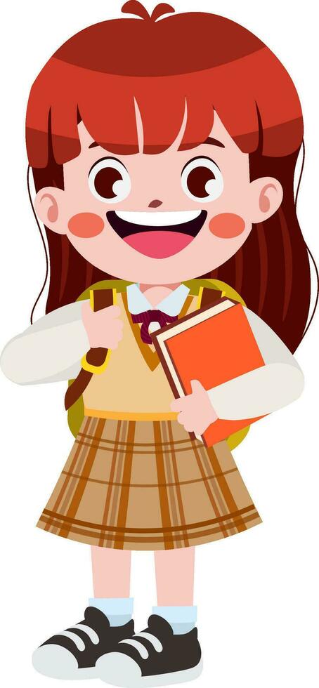 happy cute children in school uniform cartoon style vector