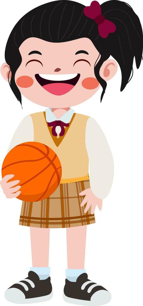 happy cute children in school uniform cartoon style vector