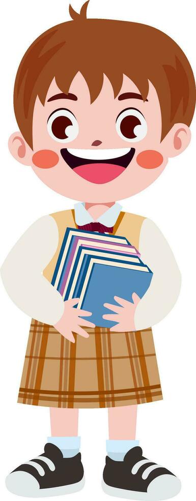 happy cute children in school uniform cartoon style vector