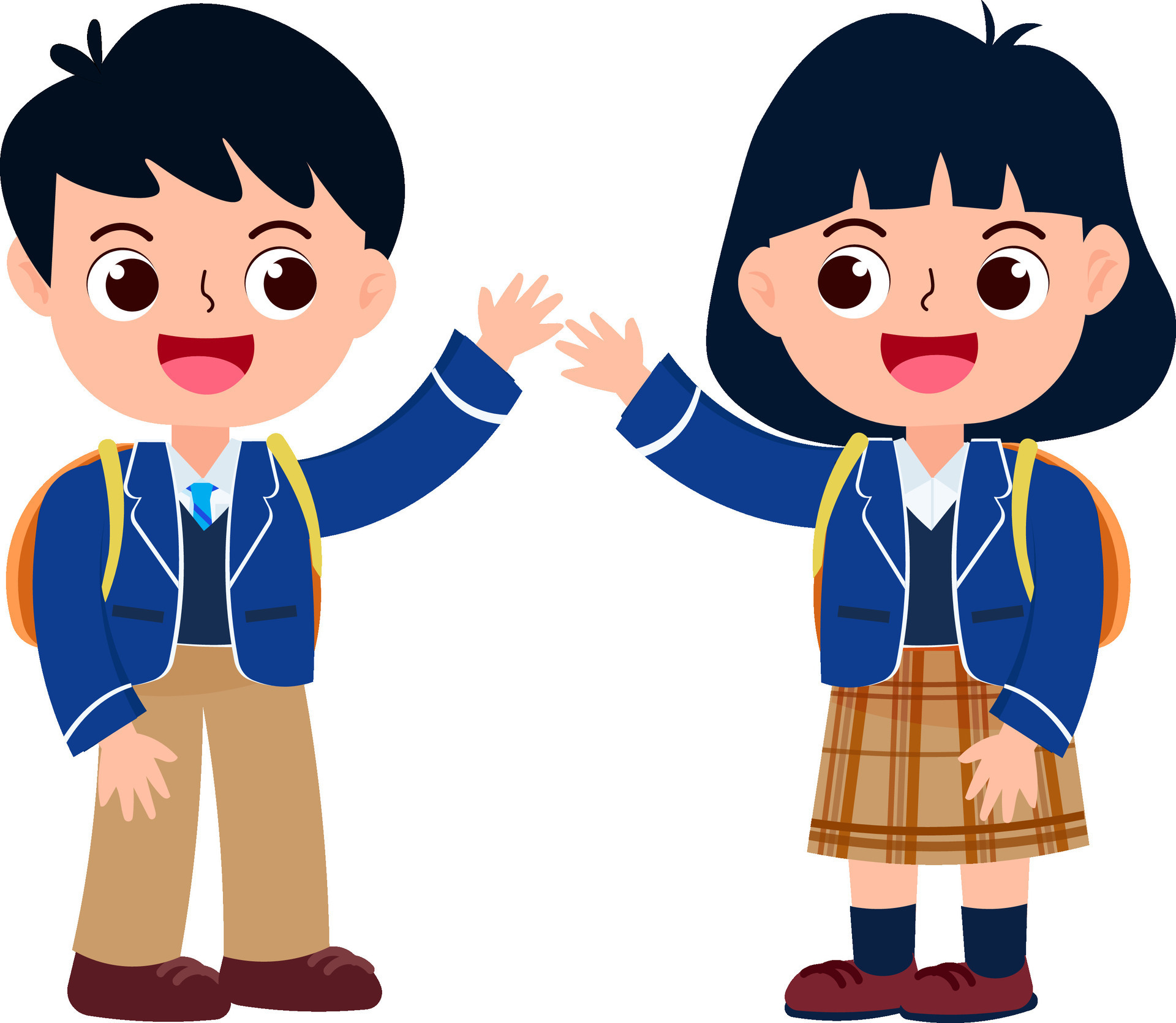 happy cute children in school uniform cartoon style 36326703 Vector Art