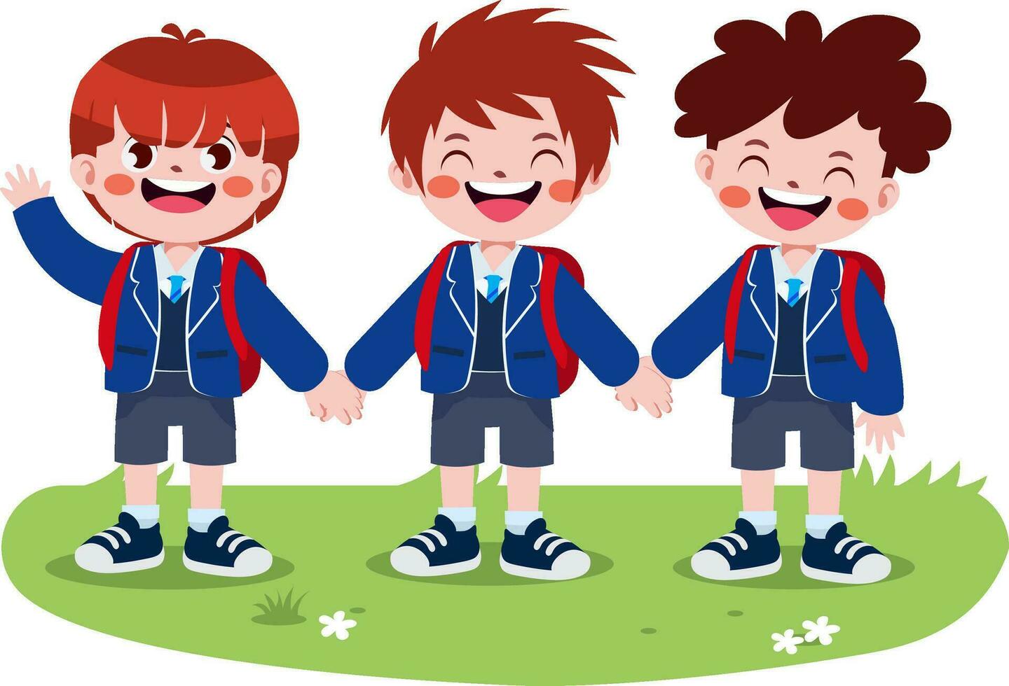 happy cute children in school uniform cartoon style vector