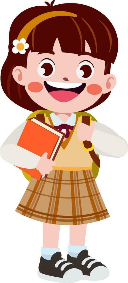 happy cute children in school uniform cartoon style vector