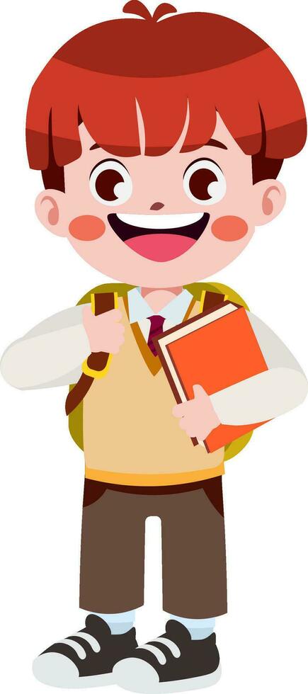 happy cute children in school uniform cartoon style vector