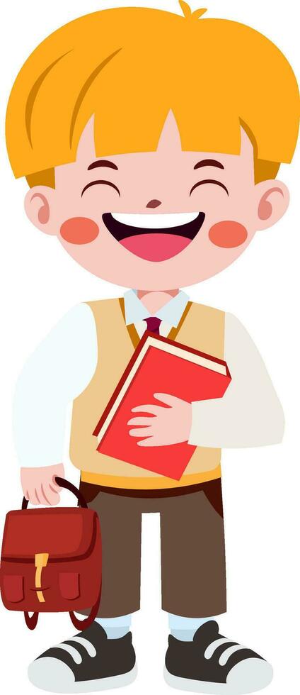 contento linda niños en colegio uniforme dibujos animados estilo vector