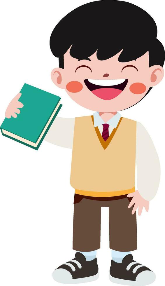 happy cute children in school uniform cartoon style vector