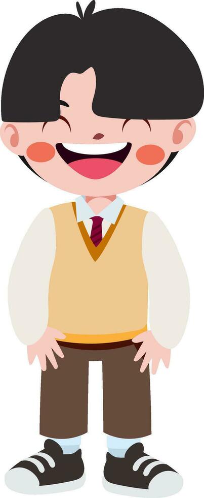 contento linda niños en colegio uniforme dibujos animados estilo vector