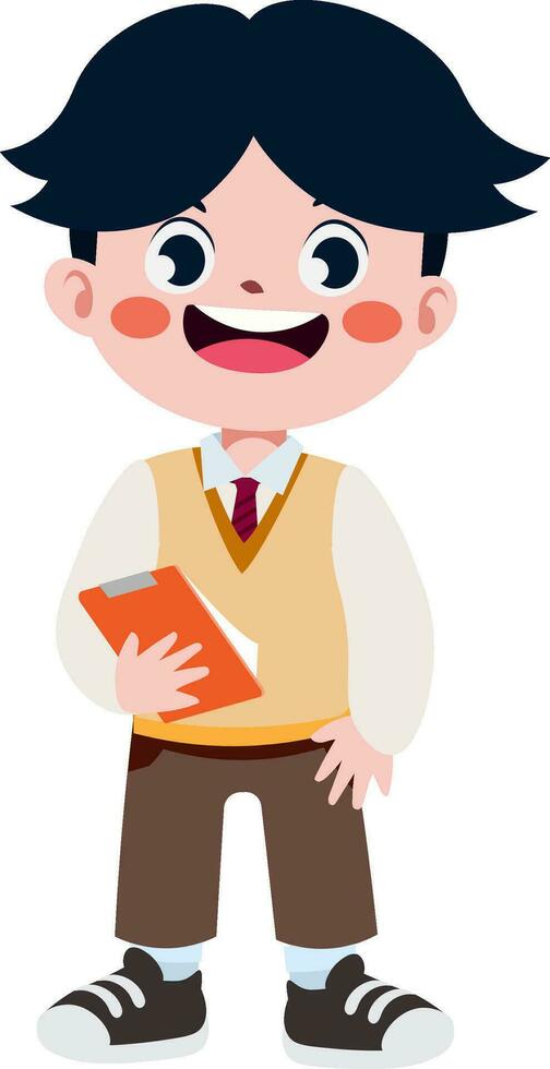 contento linda niños en colegio uniforme dibujos animados estilo vector