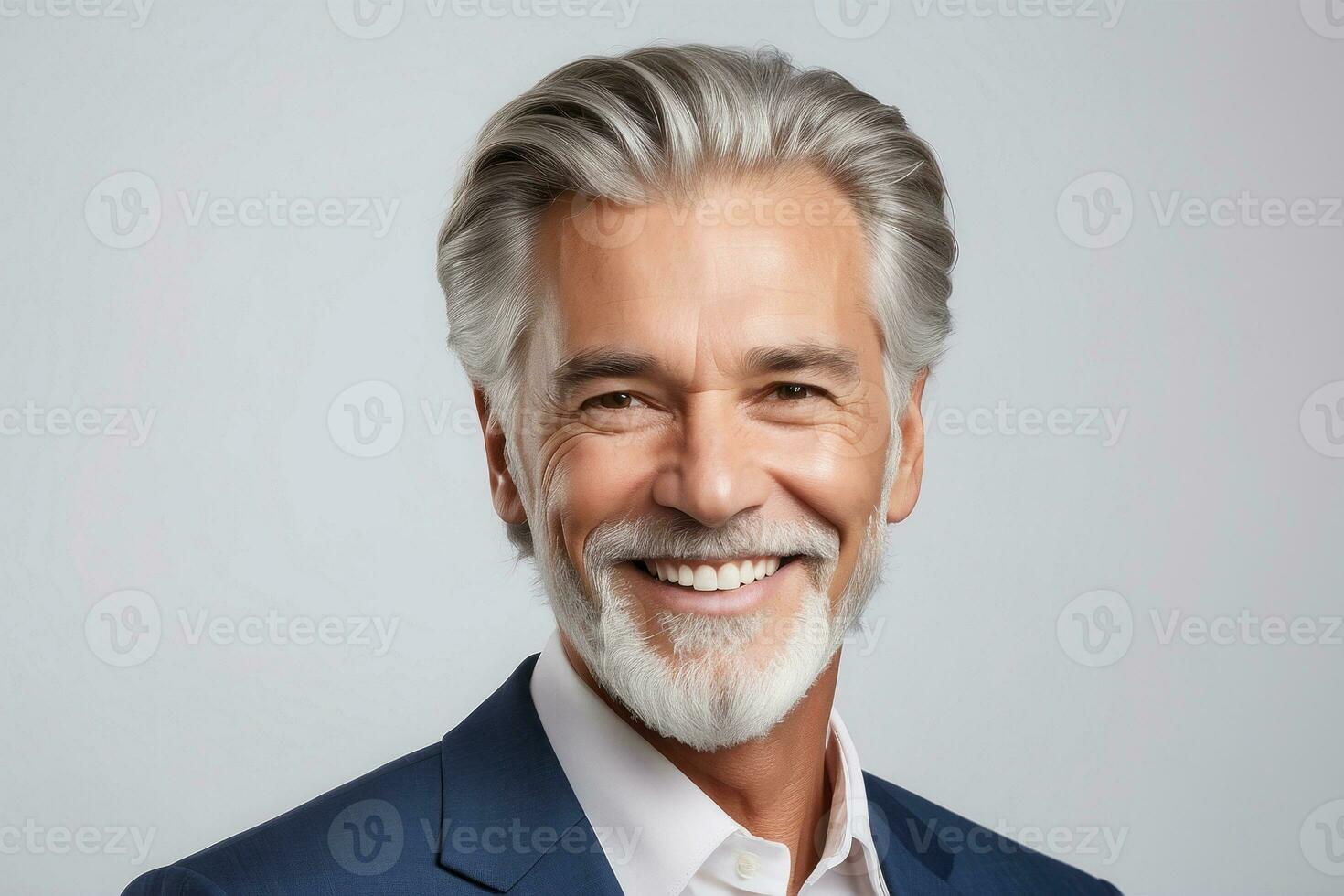 AI generated Attractive senior with a perfect smile, epitomizing dental health, hygiene and happiness photo