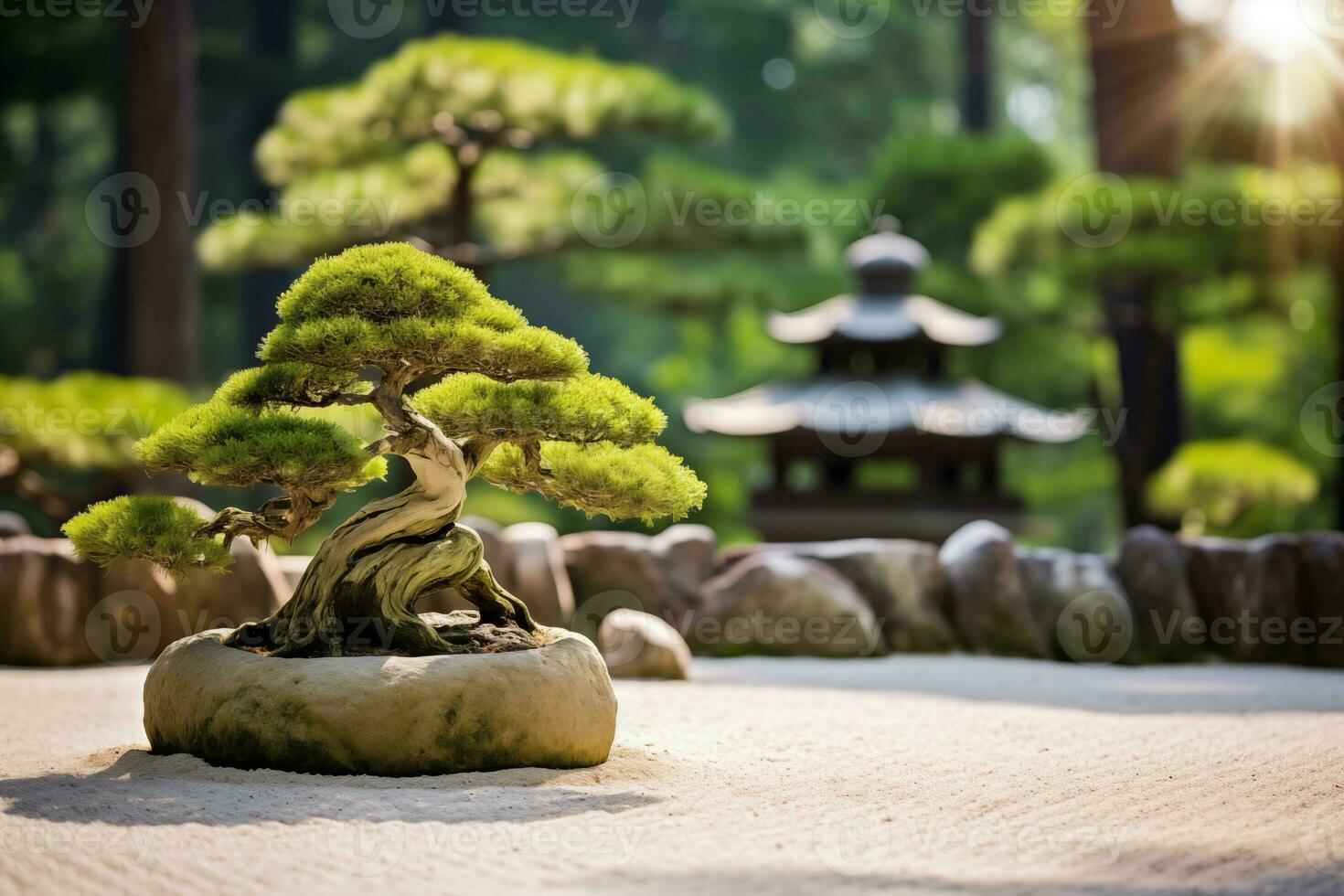 ai generado minimalista zen japonés jardín para espiritual meditación y relajación foto