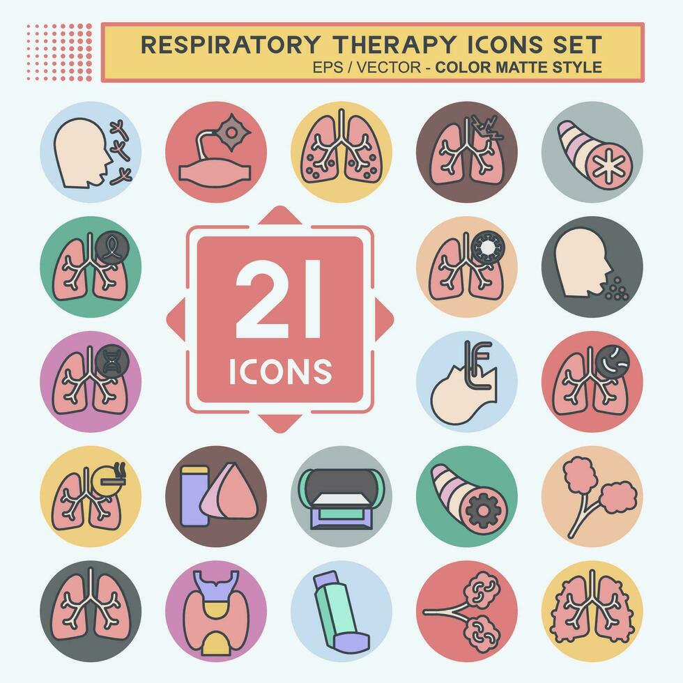 Icon Set Respiratory Therapy. related to Healthy symbol. color mate style. simple design editable. simple illustration vector
