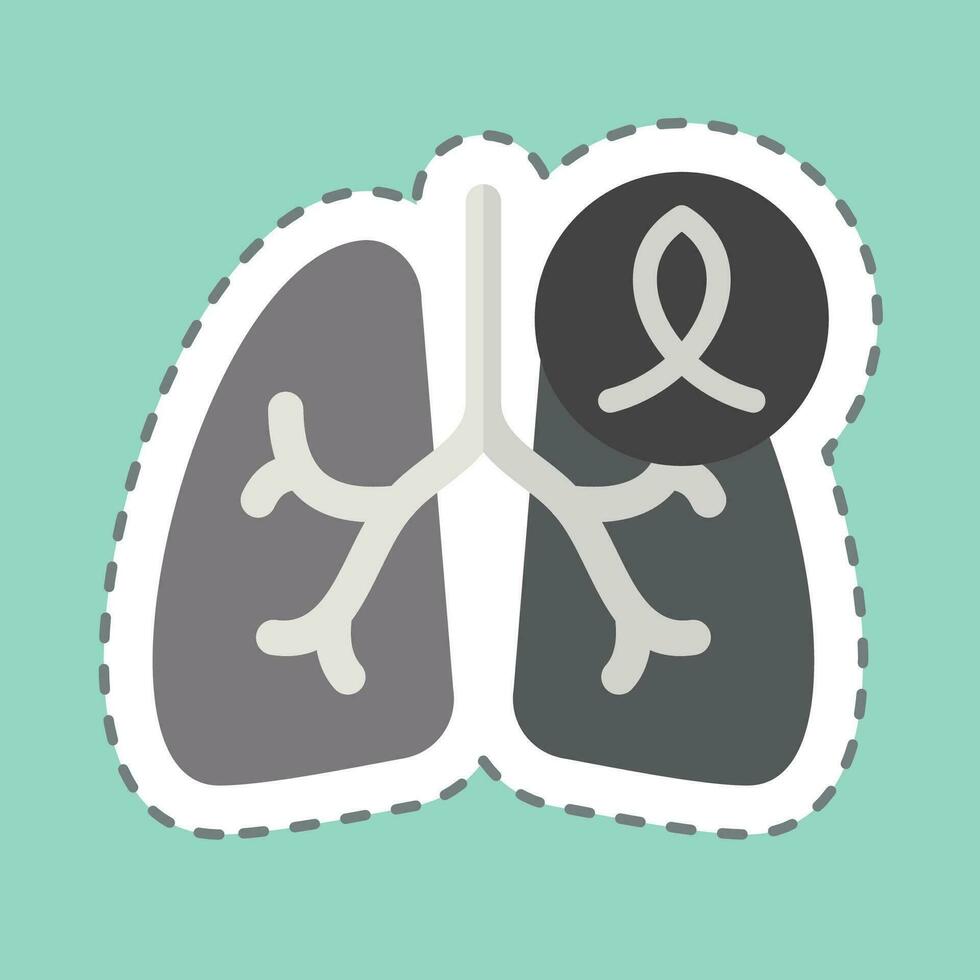 pegatina línea cortar cáncer. relacionado a respiratorio terapia símbolo. sencillo diseño editable. sencillo ilustración vector